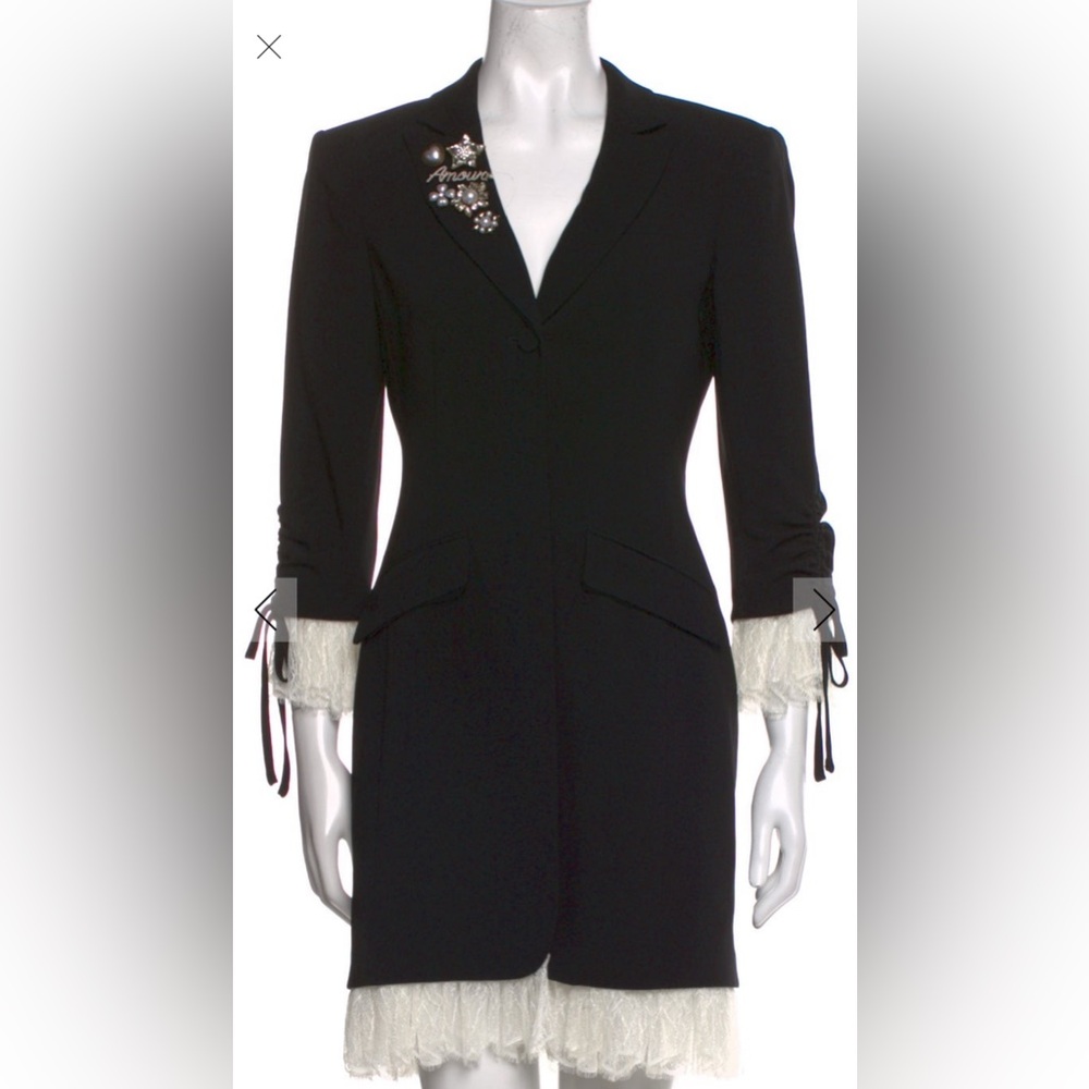 Cinq à Sept Black Blazer with Pearl and Crystal beads 4 - Picture 2 of 10